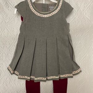 Grey dress and Cherry leggings. (Tahari)